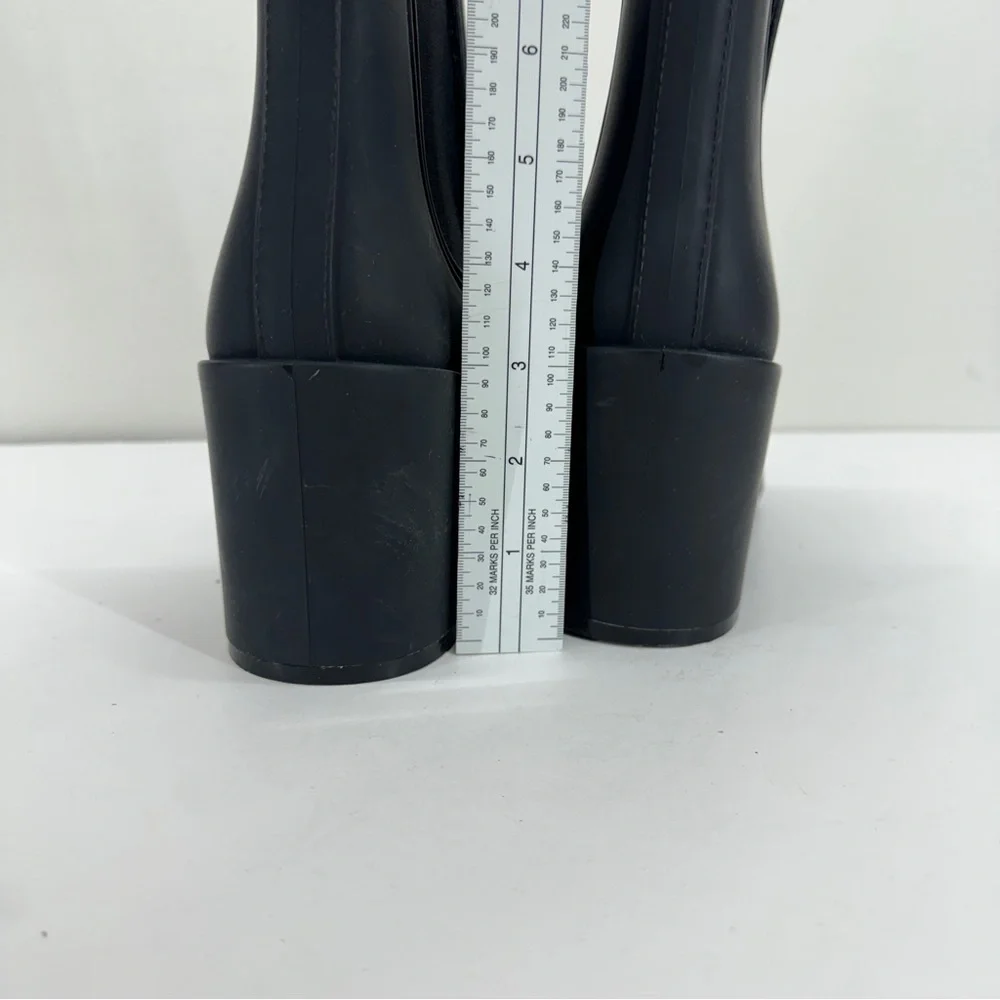 Jeffrey Campbell Womens Rubber Rain Boots Ankle Black Waterproof Weather Casual